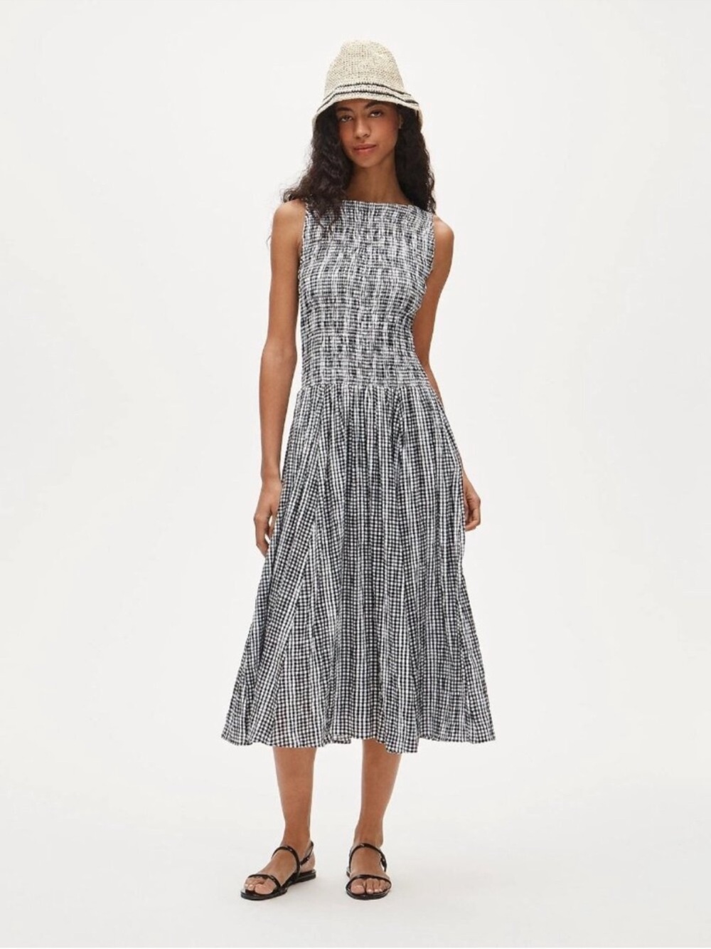 J.Crew Lina Midi Dress Gingham NWT Black & White Size XXS NWT $198 Cottagecore